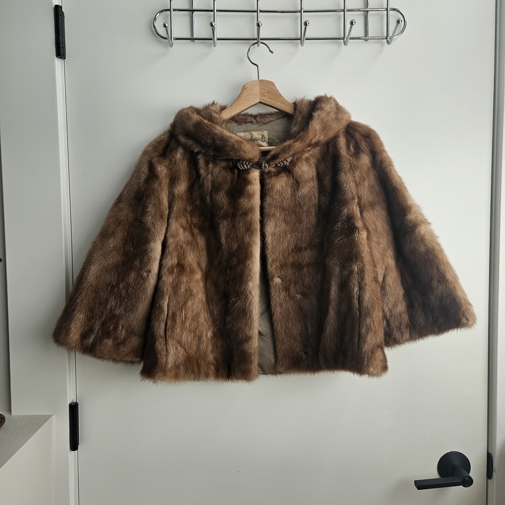 Womens Natural Mink Fur Brown Bolero Jacket